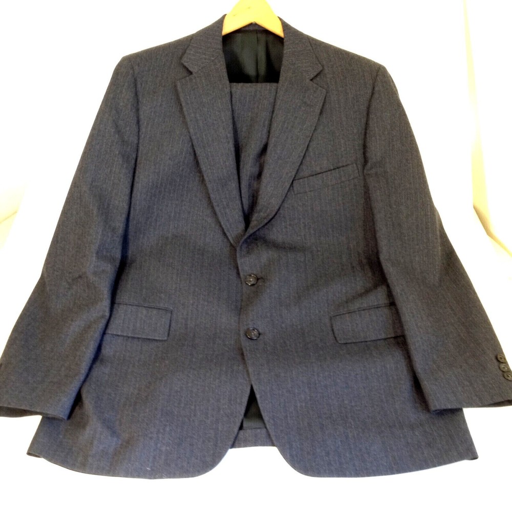 Vintage Deansgate Mens Gray blue Suit Jacket and 36X28 Pants About 42-44 R
